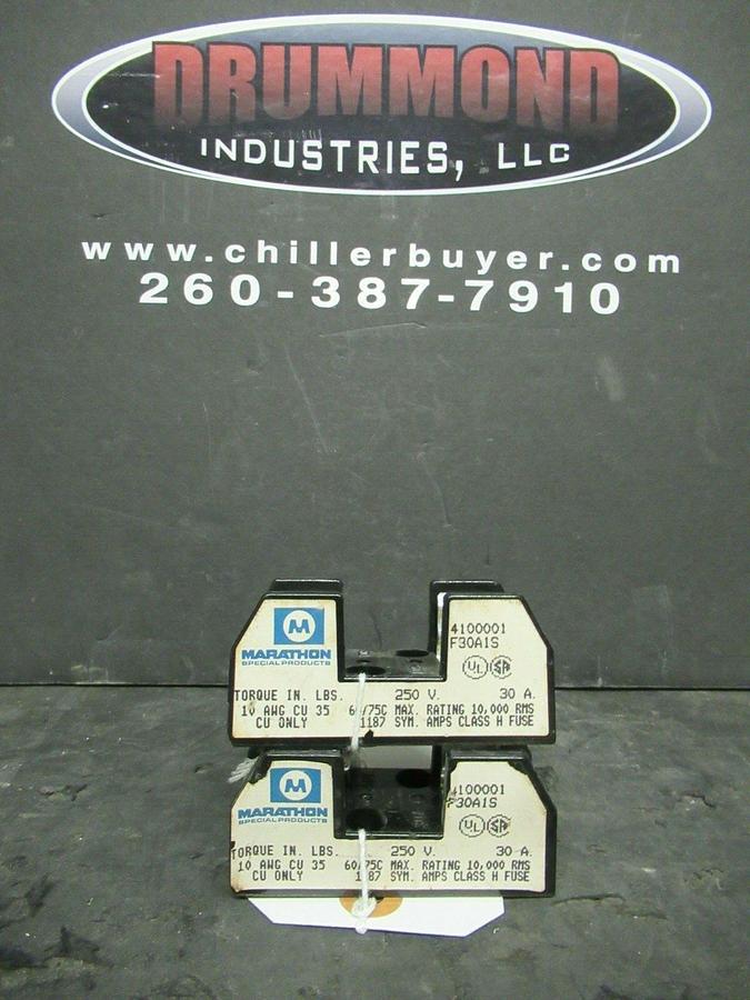 Used LOT OF 2 MARATHON FUSE HOLDER F30A1S FOR 30 AMP 250 V FUSES
