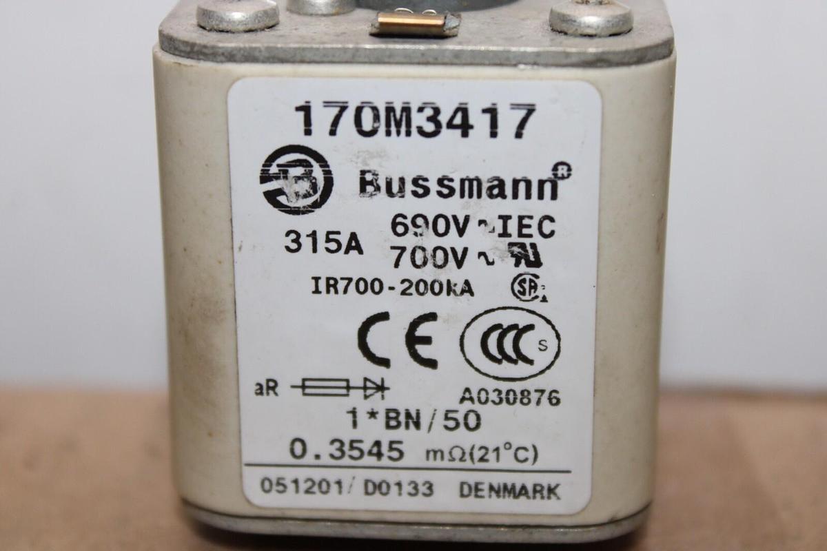 Used LOT OF 3 BUSSMANN FUSE 170M3417 315 AMP 700 VAC **WARRANTY INCLUDED**