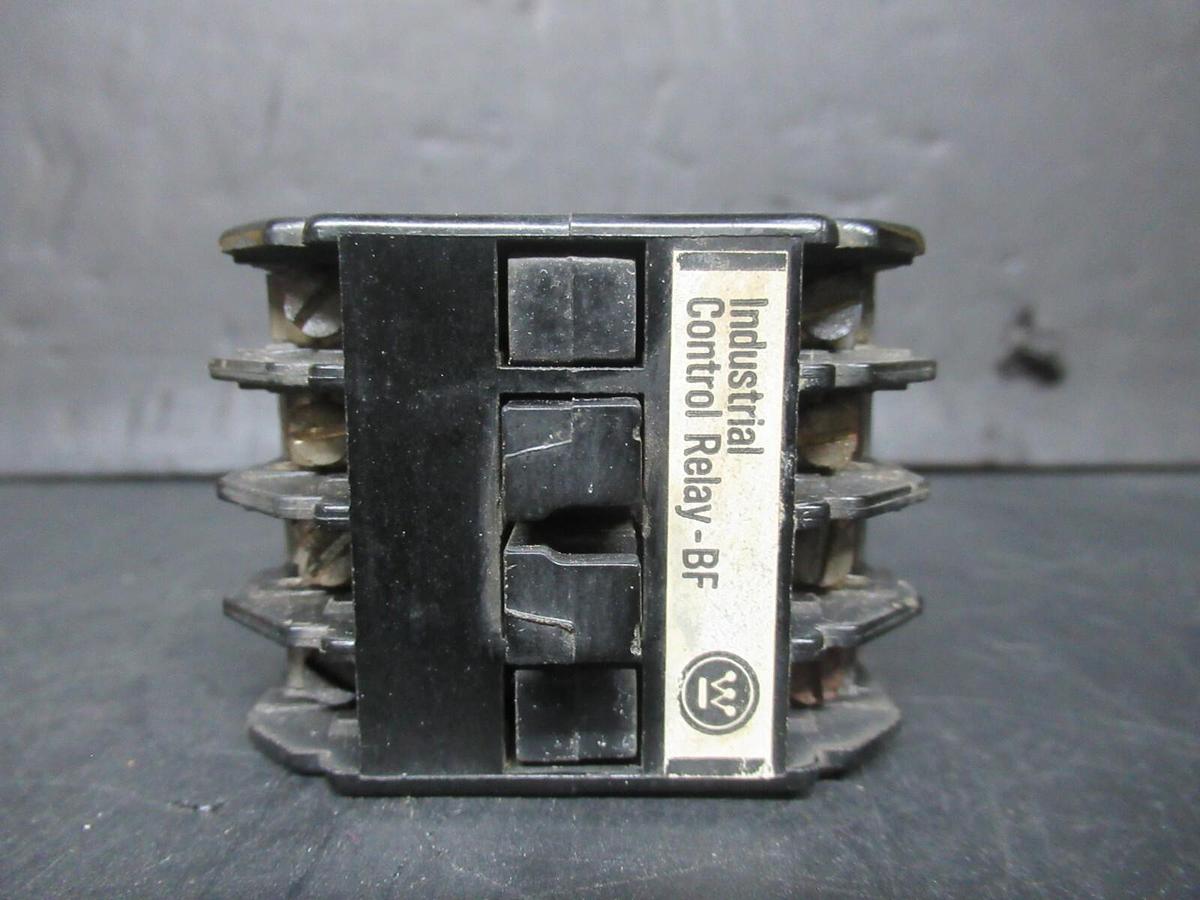 Used CUTLER-HAMMER INDUSTRIAL CONTROL RELAY BF22F 600 VOLT 10 AMP COIL: 120 V