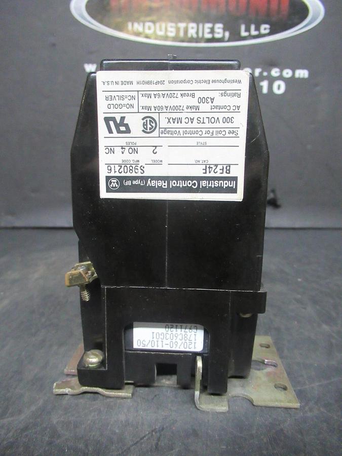 Used WESTINGHOUSE INDUSTRIAL CONTROL RELAY BF24F 110/120 VOLT **WARRANTY INCLUDED**