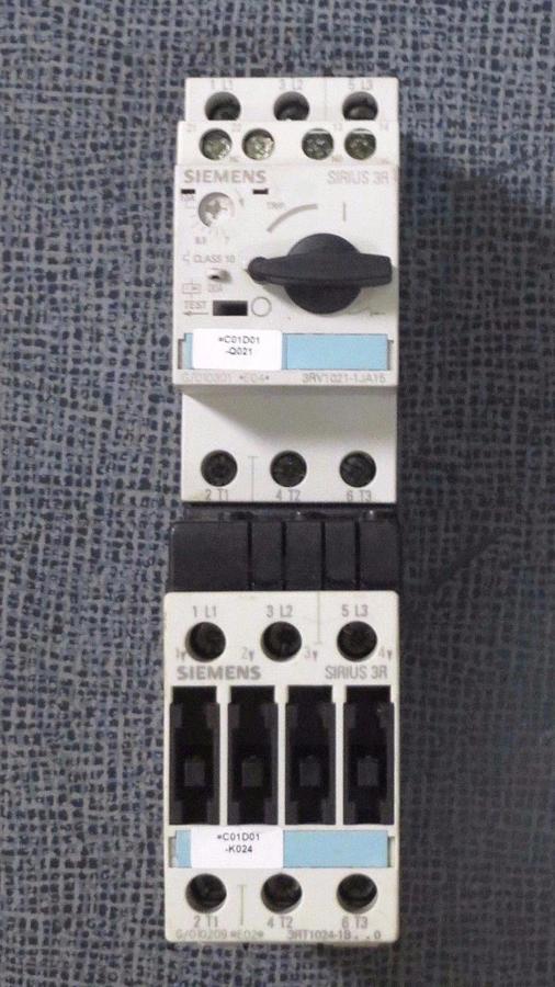 Used SIEMENS SIRIUS 3R STARTER 7-10 AMP 3RV1021-1JA15 W/  3RT1024-1B & 3RT1926-1BB00
