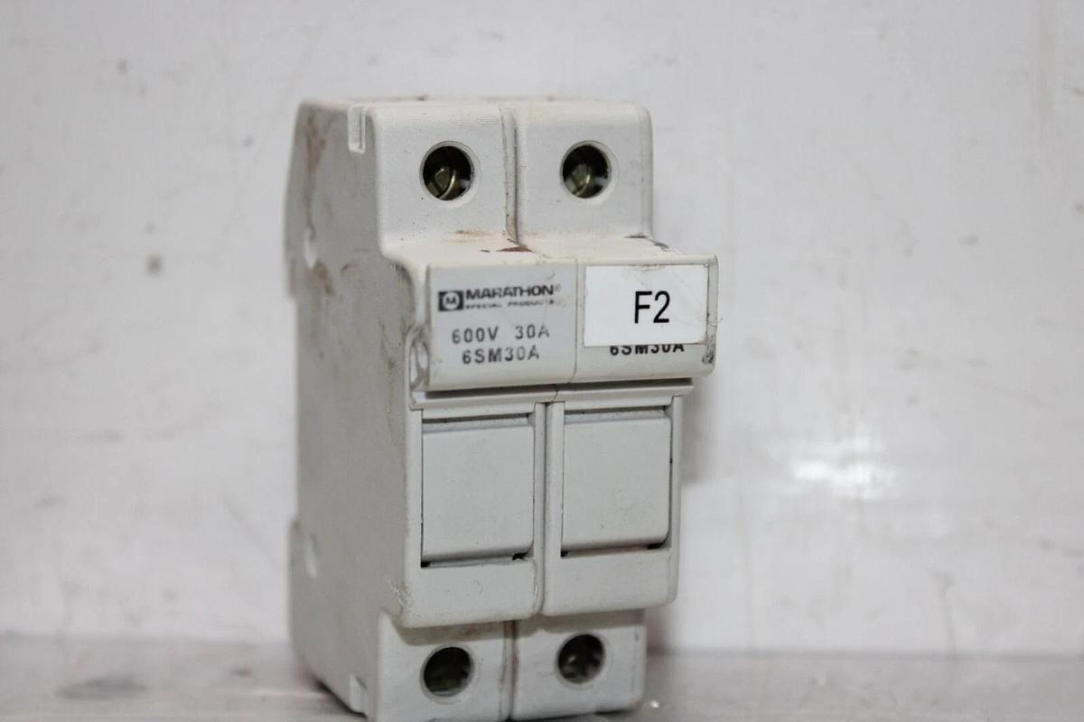 Used MARATHON MIDGET FUSE HOLDER 6SM30A 600 VOLT 30 AMP 2-POLE **WARRANTY**