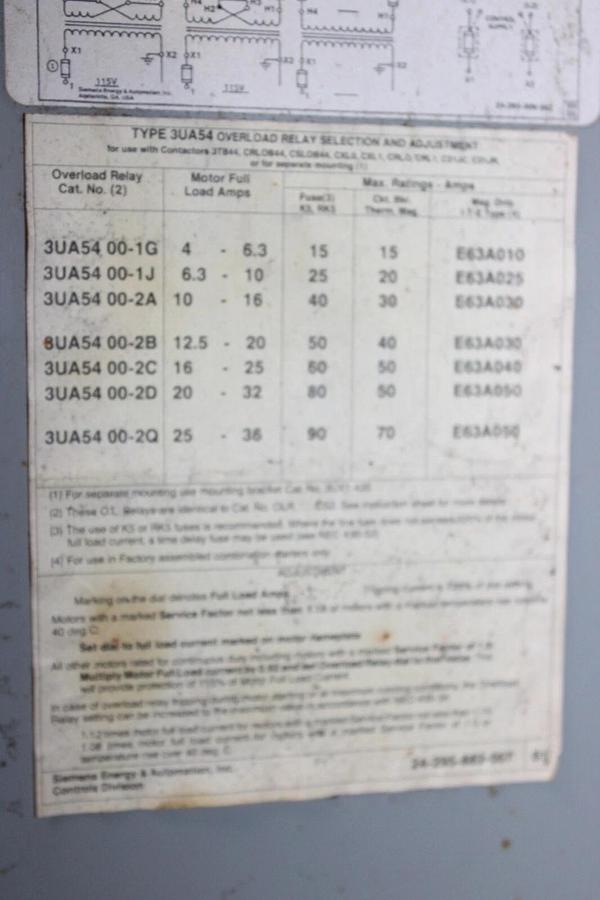 Used SIEMENS COMBO BOX COMBINATION STARTER NEMA 1 16 AMP 10 HP W/ 3TB44