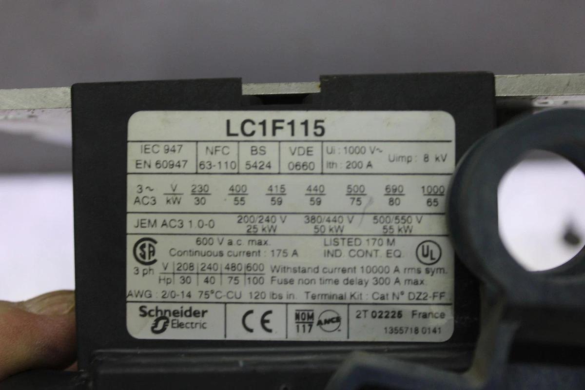 Used TELEMECANIQUE CONTACTOR LC1F115 600 VAC 175 AMP 3-POLE *WARRANTY*