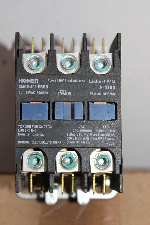 Used HOMER CONTACTOR XMC0-403-EBBD E-0100 40 AMP 600 VAC COIL: 24 VAC **LOT OF 2**