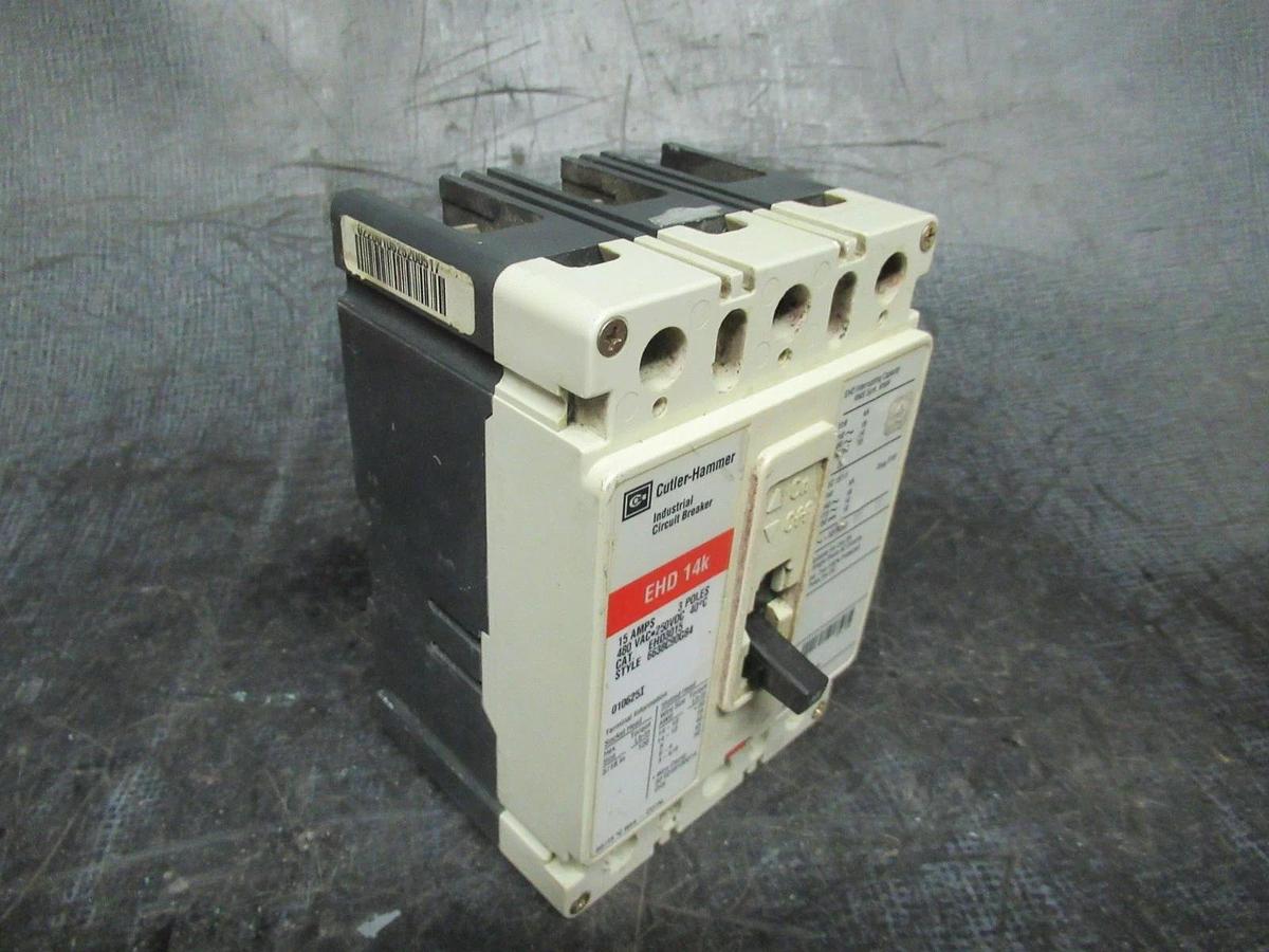 Used CUTLER HAMMER BREAKER EHD3015 15A 480VAC 250VDC 3-POLE **WARRANTY INCLUDED**