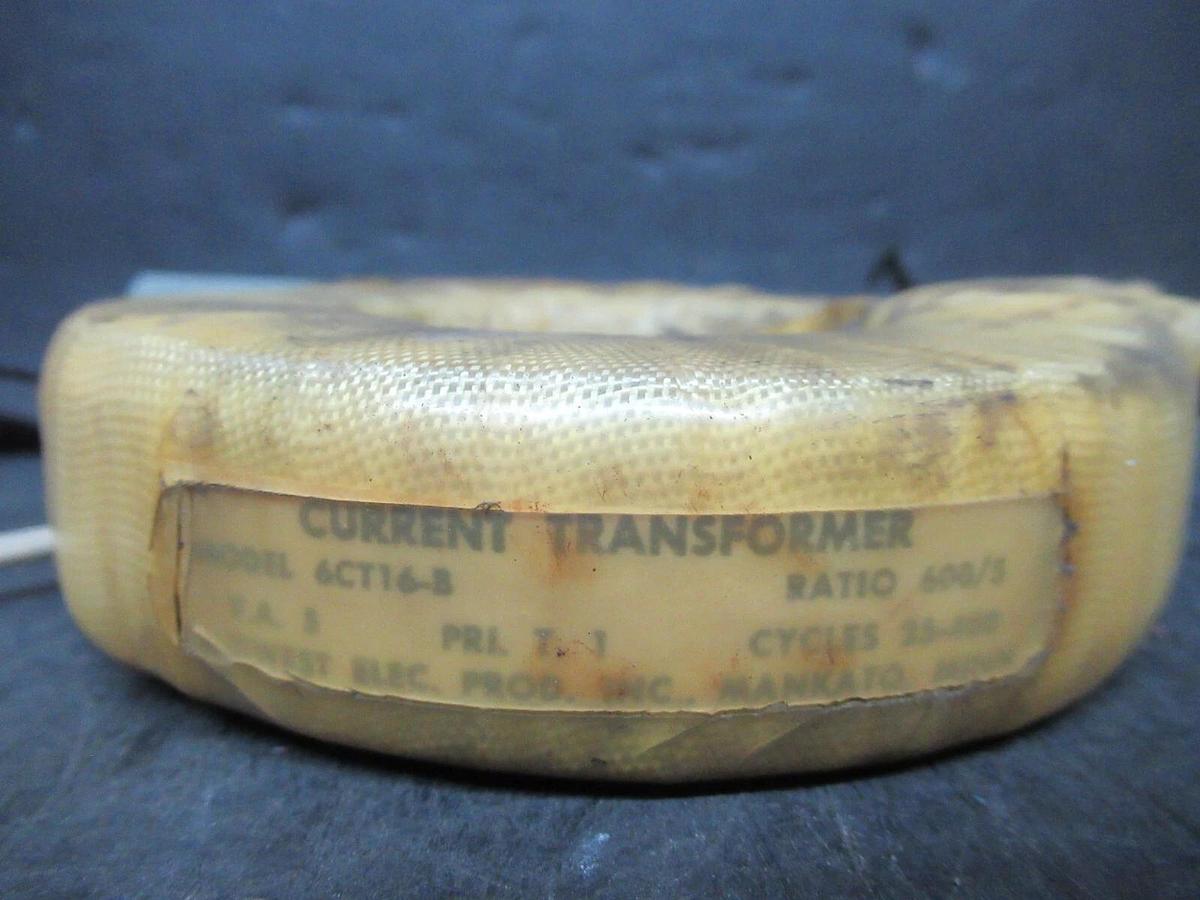 Used MIDWEST CURRENT TRANSFORMER 6CT16-B RATIO: 600:5 CYCLES: 25-400 5 VA *WARRANTY*