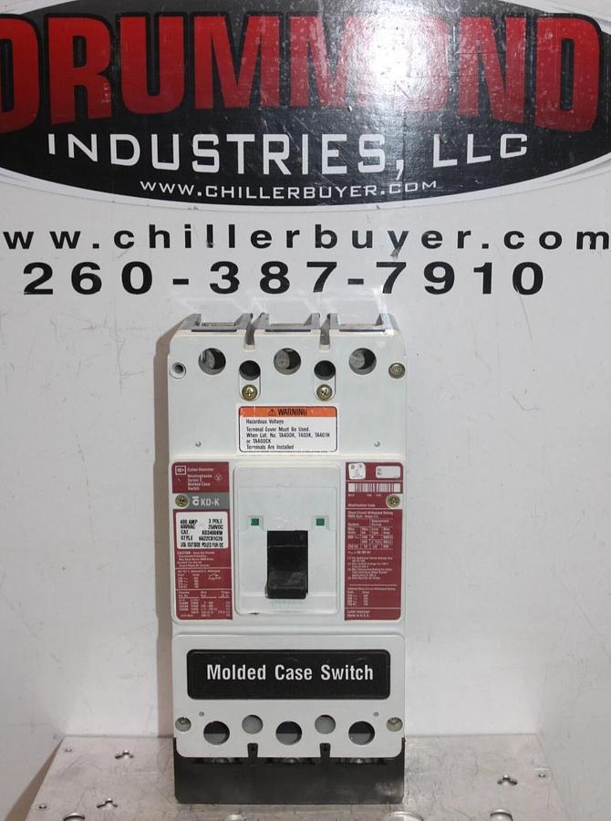 Used CUTLER-HAMMER MOLDED CASE SWITCH LD3600KW 3-POLE 600 AMP 600 VAC KD-K