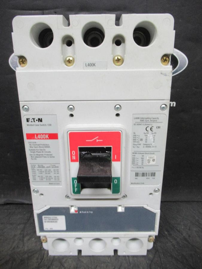 Used EATON MOLDED CASE SWITCH LGK3400KSG 400 AMP 600 VAC 3-POLE STYLE: L400K