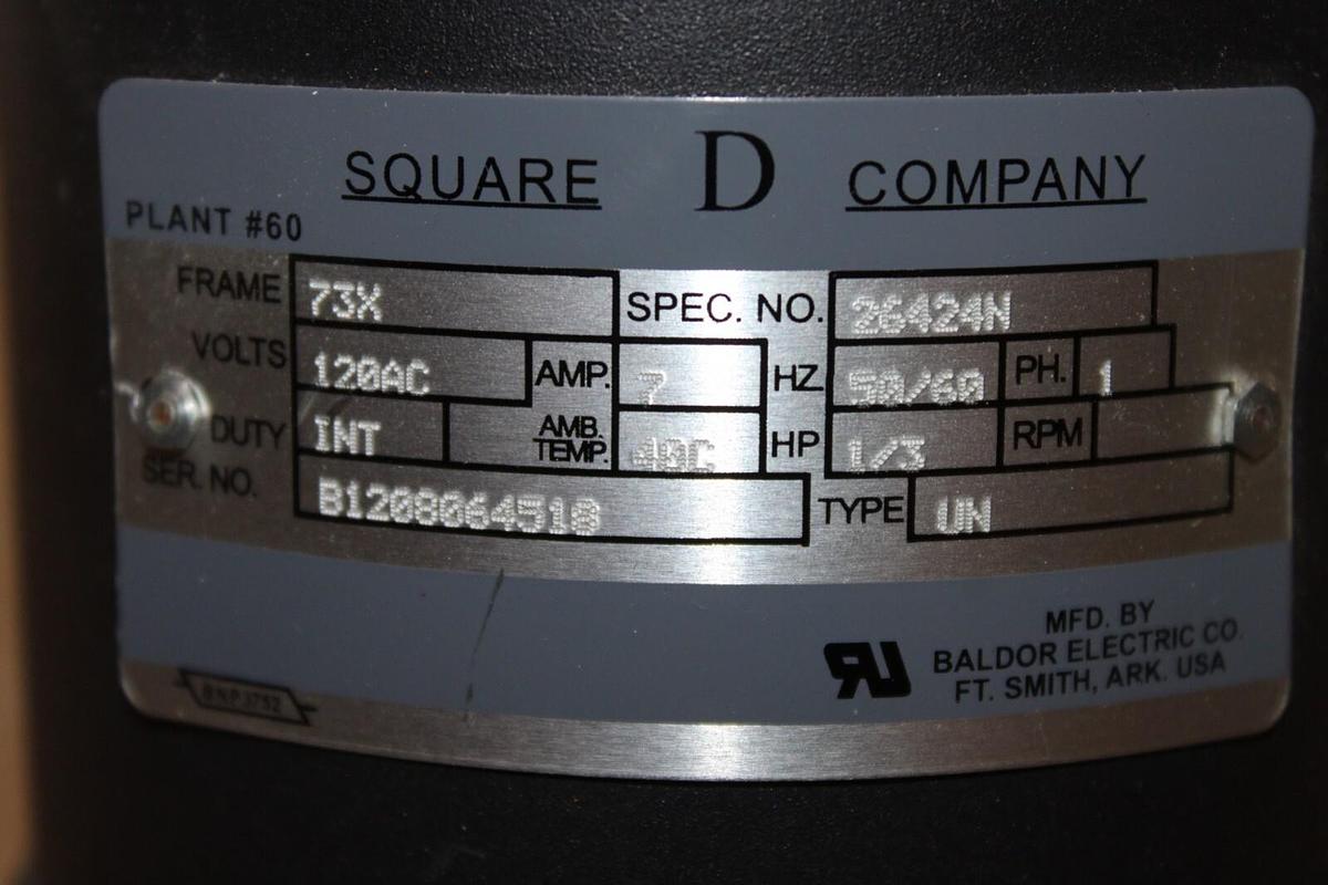 Used SQUARE D ELECTRICAL OPERATOR PAM02 FRAME 73X 120 VAC 7 AMP 1/3 HP *WARRANTY*