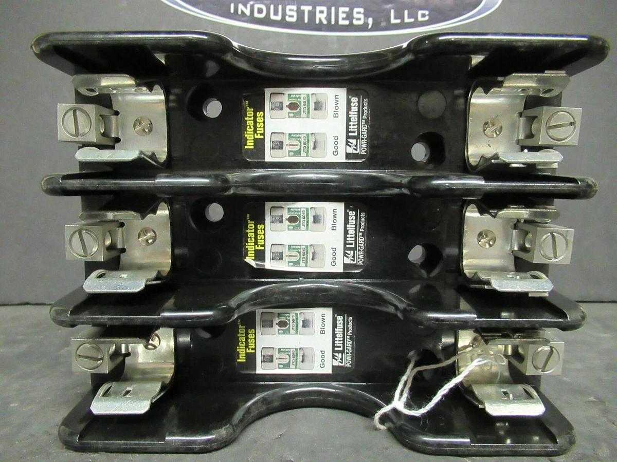 Used LITTELFUSE FUSE HOLDER LR60060-3CR FOR 60 AMP 600 V CLASS R FUSES