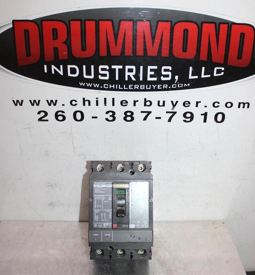 Used SQUARE D POWERPACT CIRCUIT BREAKER HDL36100SA 100 AMP 600 VAC 3-POLE HD-150