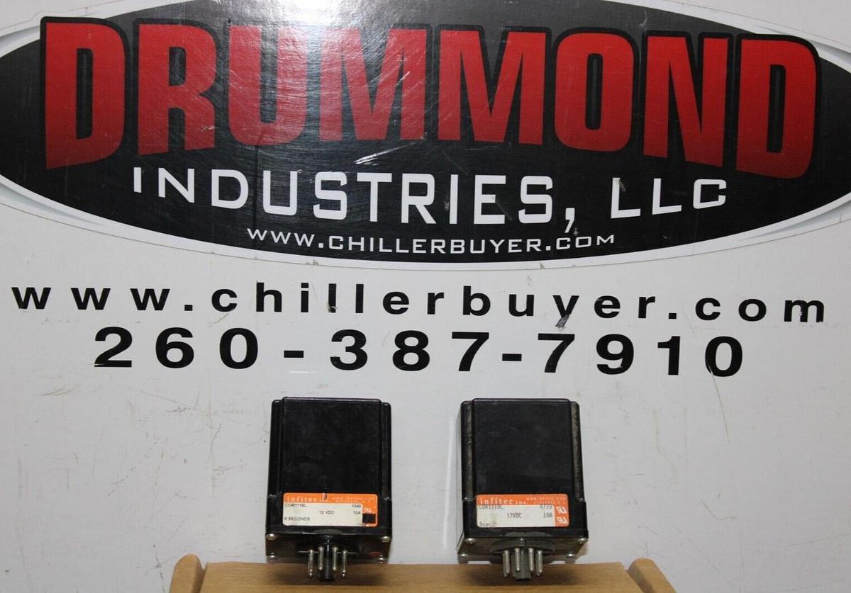 Used LOT OF 2 INFITEC TIME DELAY RELAY COR1118L 12 VDC 10 AMP 8 SECOND DELAY