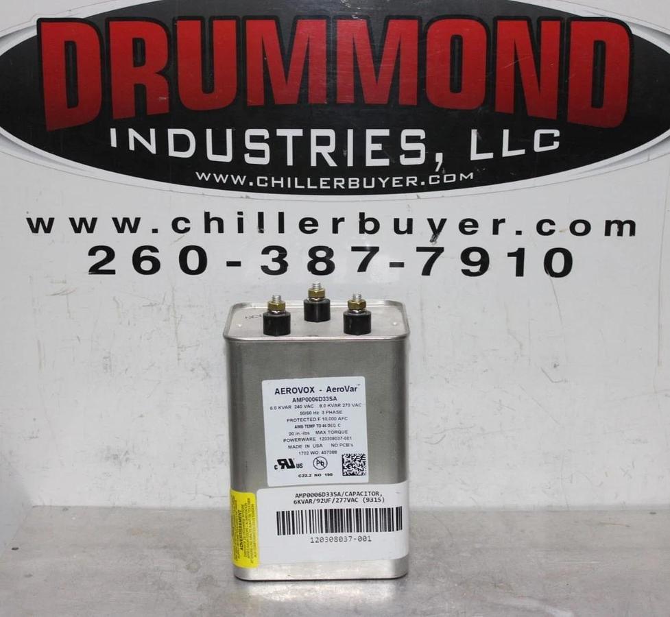 Used AEROVOX AEROVAR CAPACITOR AMP0006D33SA 6-8 kVAR 240-270 VAC 50/60 HZ 3-PHASE