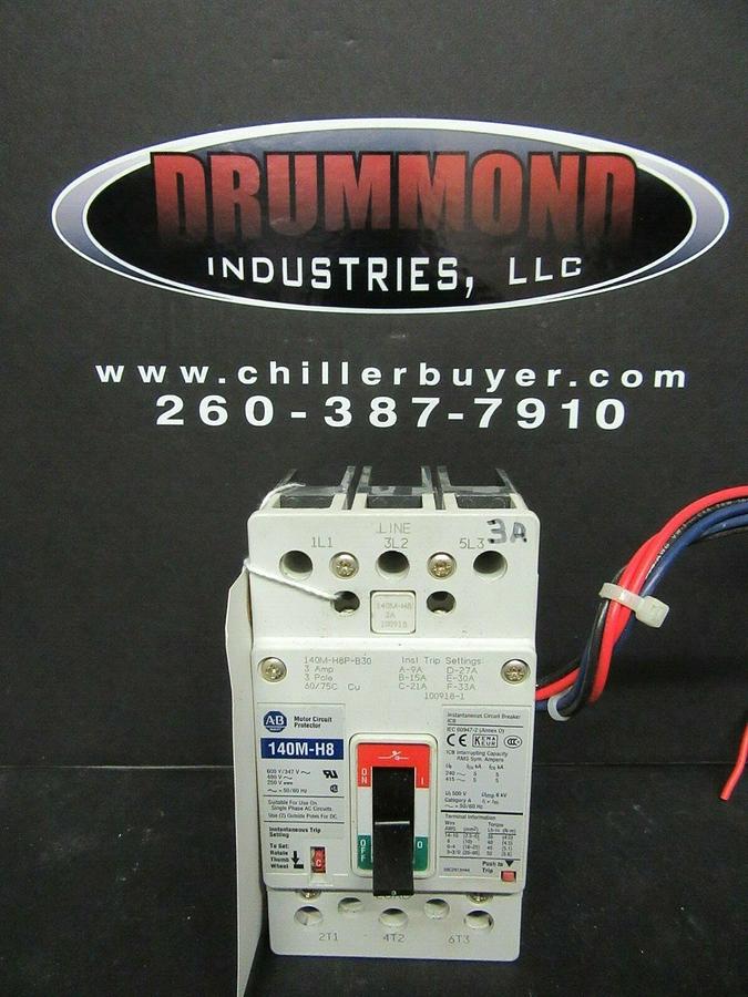 Used 3 AMP ALLEN BRADLEY BREAKER 140M-H8P-B30 3 POLE 480 VAC **WARRANTY INCLUDED!**