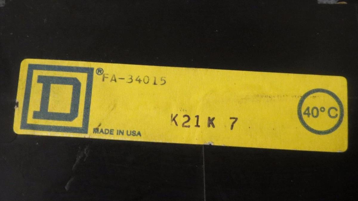 Used SQUARE D I-LINE CIRCUIT BREAKER 15 AMP 480 VAC 3 POLE MODEL: FA-34015 *WARRANTY*