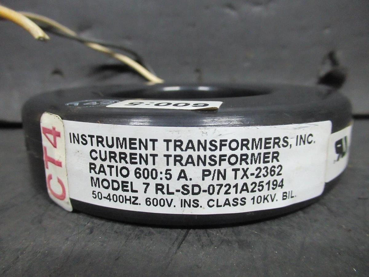 Used INSTRUMENT CURRENT TRANSFORMER TX-2362 RL-SD-0721A25194 600:5 10 KV 50-400 HZ