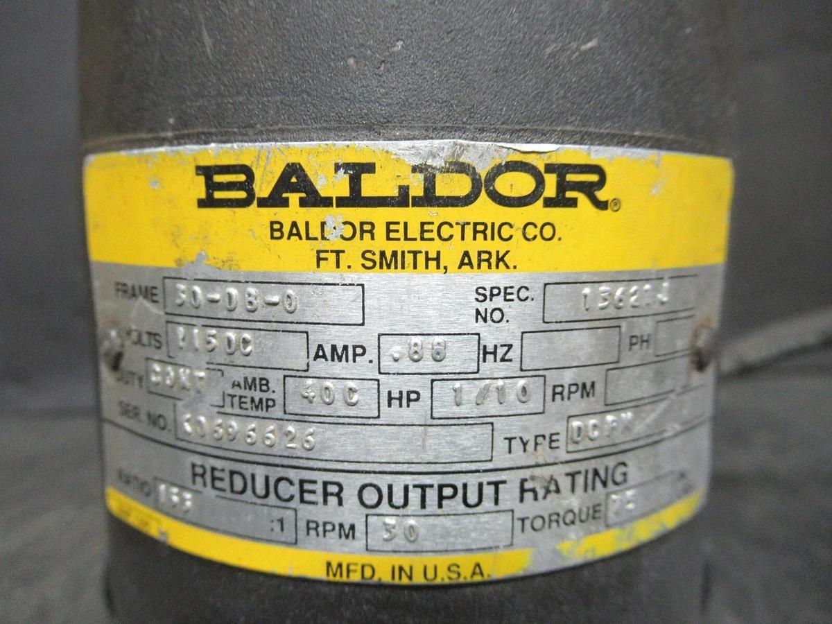 Used BALDOR MOTOR 30-BD-0 115 VDC 0.88 AMP 1/10 HP 30 RPM **WARRANTY INCLUDED**