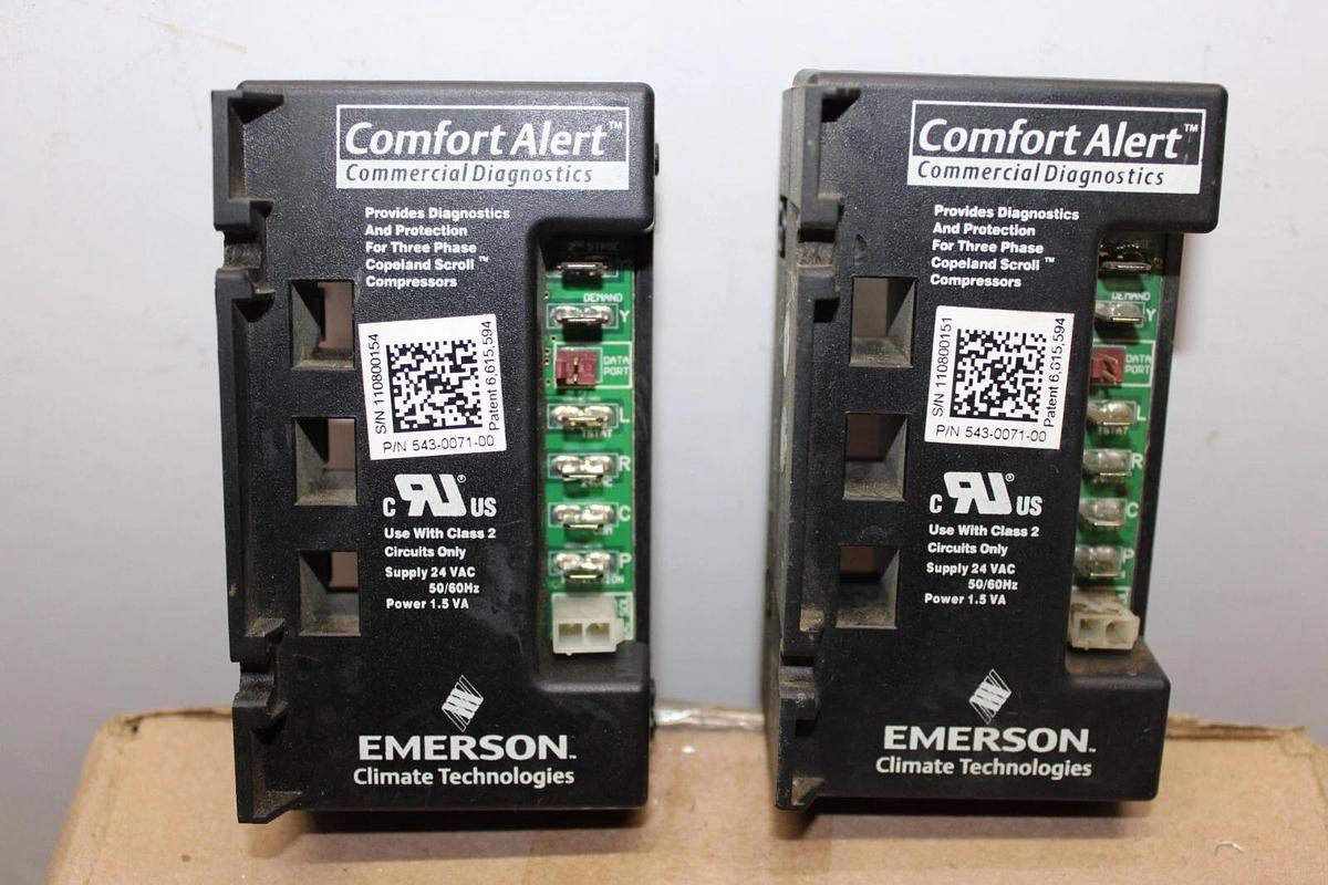 Used EMERSON COMFORT ALERT COMPRESSOR DIAGNOSTIC MODULE 543-0071-00 24 VAC 1.5 VA