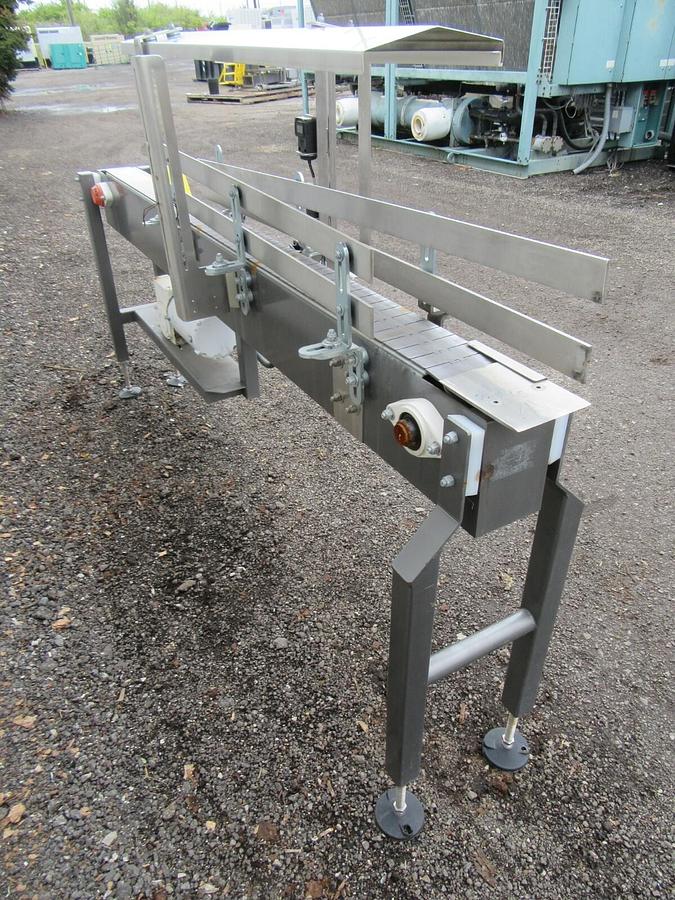 Used 4 1/2"  X 80" LONG SENTRY PLASTIC BELT BOTTLE CONVEYOR 1 HP 230/460 V 3 PH