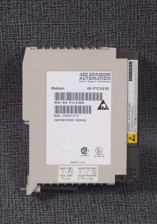 Used AEG MODICON P120 POWER MODULE MODEL: AS-P120-000 **WARRANTY INCLUDED**