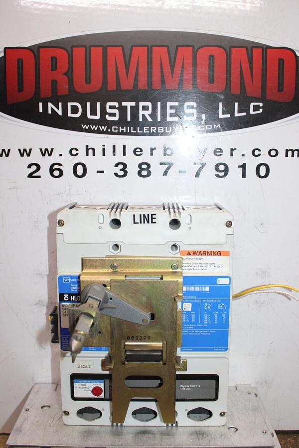 Used CUTLER HAMMER CIRCUIT BREAKER HLD3600F 600 AMP 600 VAC 3-POLE W/ SHUNT TRIP
