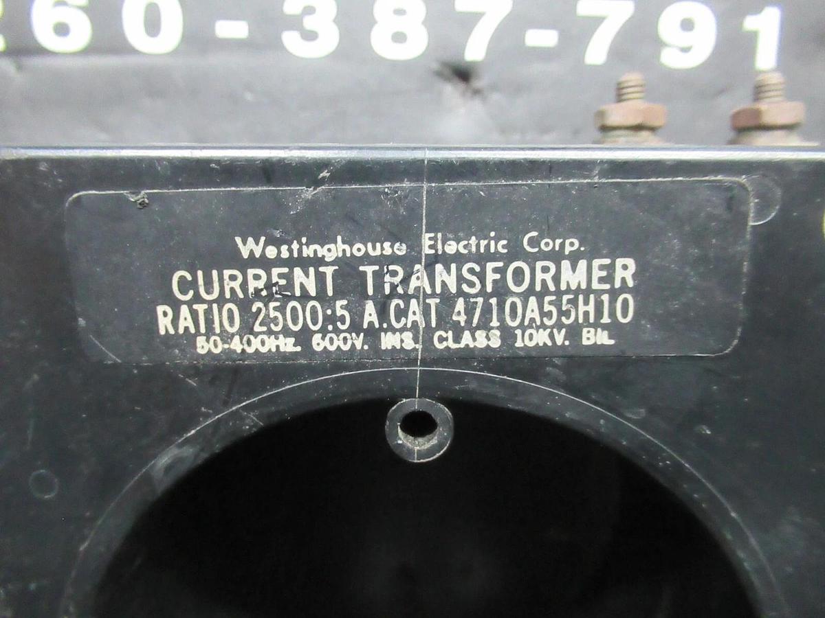 Used WESTINGHOUSE CURRENT TRANSFORMER 4710A55H10 2500:5 50-400 HZ 600 VOLT 10 KV