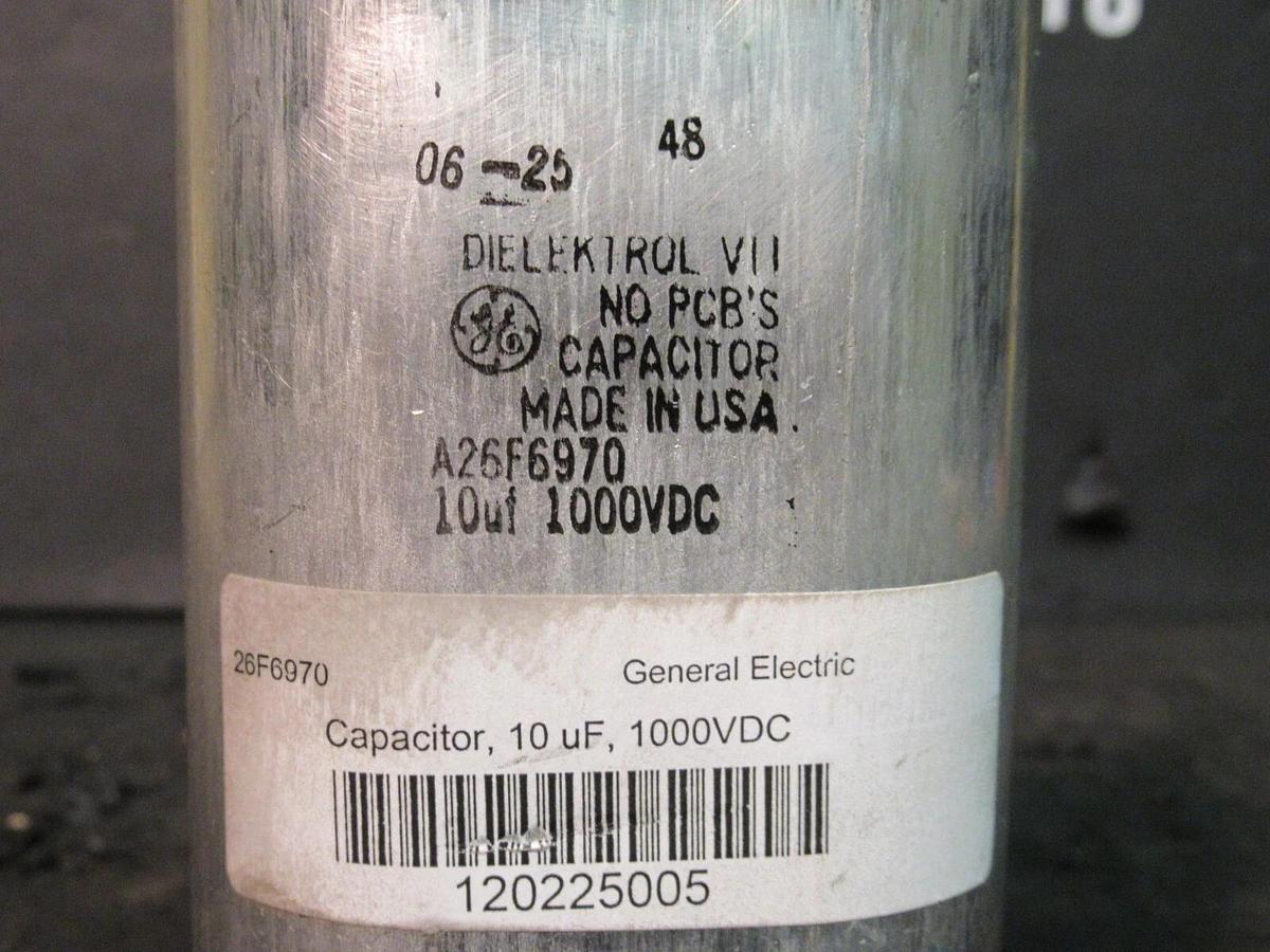 Used GE DIELEKTROL 10 uF CAPACITOR A26F6970 1000 VDC NO PCB 26F6970 GENERAL ELECTRIC