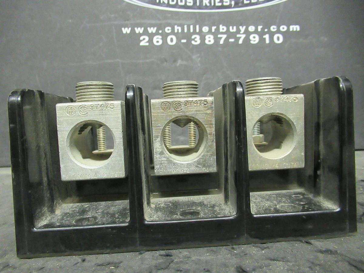 Used MARATHON 1443569 DISTRIBUTION LUG SET 380 AMP 500 MCM - 1/4-20 STUD 600 V 3 PH