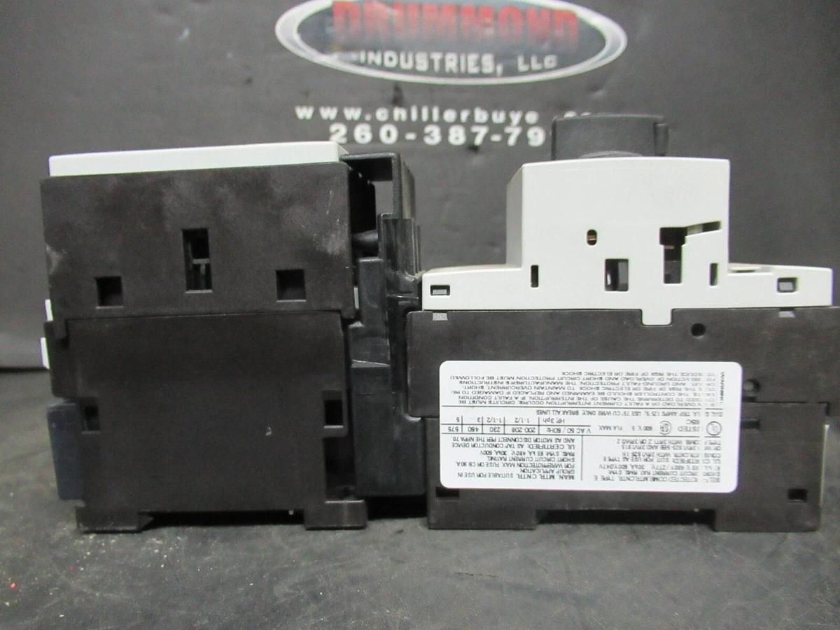 Used SIEMENS MANUAL MOTOR STARTER 3RV1021-1FA10 W/ 3RT1023-1A..0 600 VAC 7.5 HP
