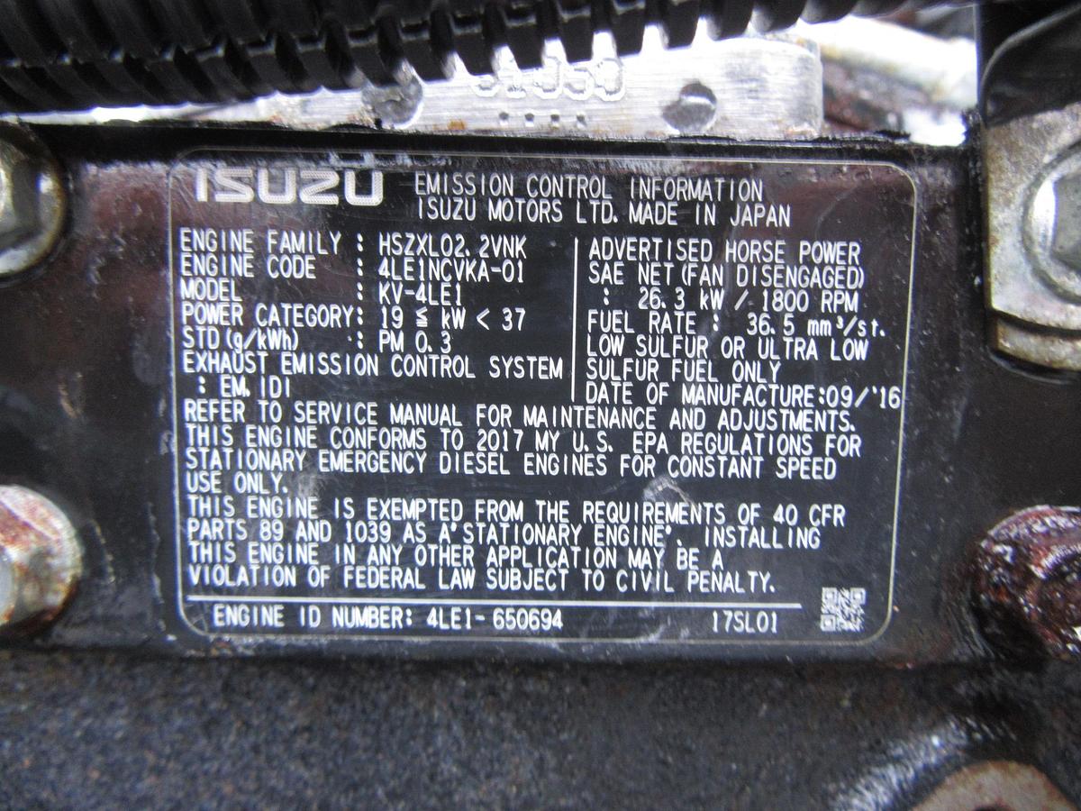 Used 20 KW DIESEL GENERATOR MTU 120/240 V 4LE1 ISUZU SOUND ENCLOSED 164 HRS  VIDEO