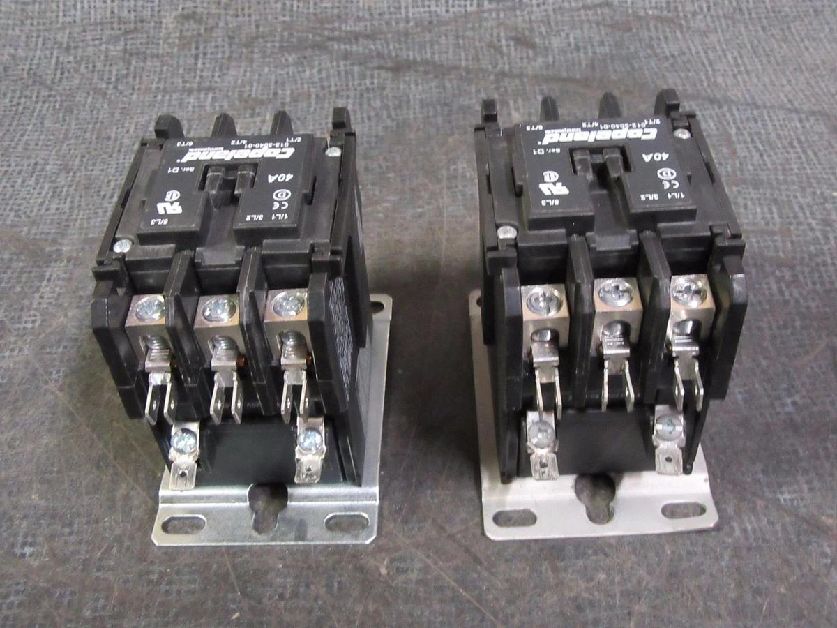 Used (1) COPELAND CONTACTOR 40 AMP 50 RES 600 VAC 3 PH 20 HP 120V COIL 012-3040-01