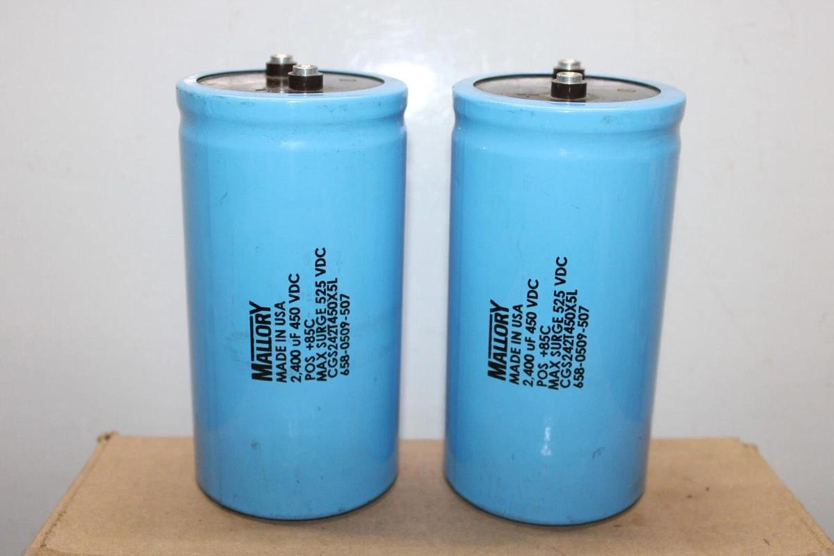 Used LOT OF 2 MALLORY CAPACITOR 2400 uF 450 VDC CGS242T450X5L 658-0509-507 *WARRANTY*