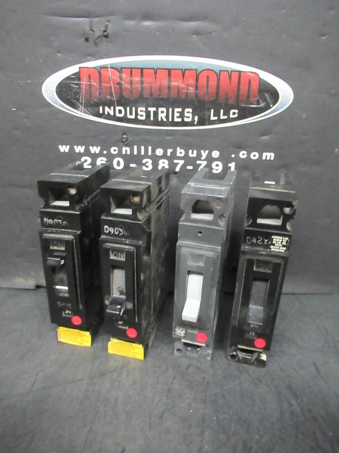 Used GE CIRCUIT BREAKER TED113020 20 AMP 277 VAC SINGLE POLE **LOT OF 4**