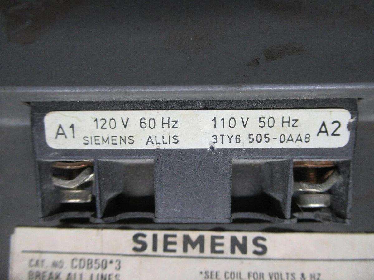 Used SIEMENS CONTACTOR CDB50*3 600 VAC 135 AMP 110/120 V COIL **WARRANTY**