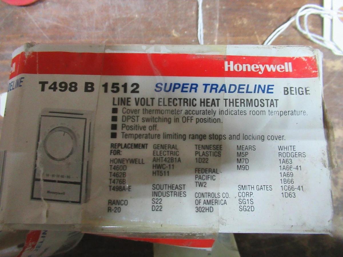 NEW SURPLUS HONEYWELL SUPER TRADELINE ELECTRIC HEAT THERMOSTAT T498-B-1512