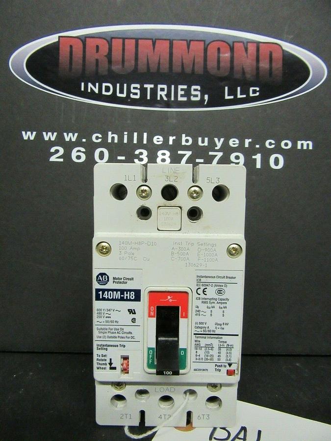 Used 100 AMP ALLEN BRADLEY BREAKER 140M-H8P-D10 3 POLE 480 VAC **WARRANTY**