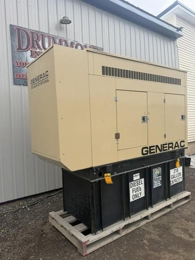 Used 60 KW DIESEL GENERATOR GENERAC 120/240 VOLT ONLY 252 HRS SOUND ENCLOSED VIDEO