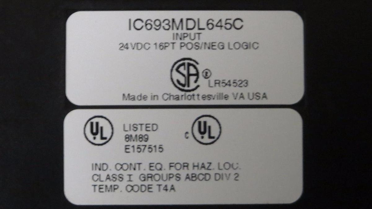Used GE FANUC IC693MDL645C INPUT MODULE 24 VDC **WARRANTY INCLUDED**