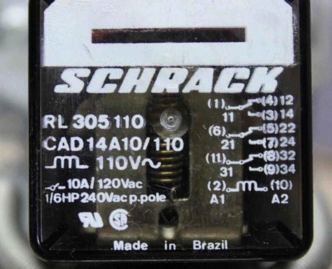 Used LOT OF 2 SCHRACK RELAY RL305110 115/240 VAC 10 AMP 50/60 HZ *WARRANTY*