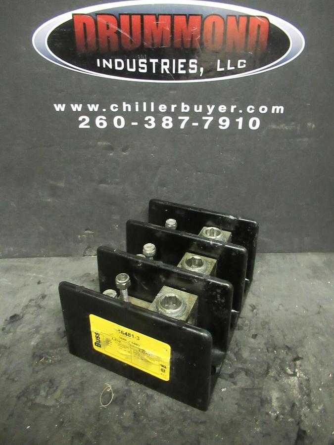 Used BUSS 16481-3 DISTRIBUTION LUG SET 380 AMP 600 VAC 3 POLE 500 MCM - 1/4-20 STUD
