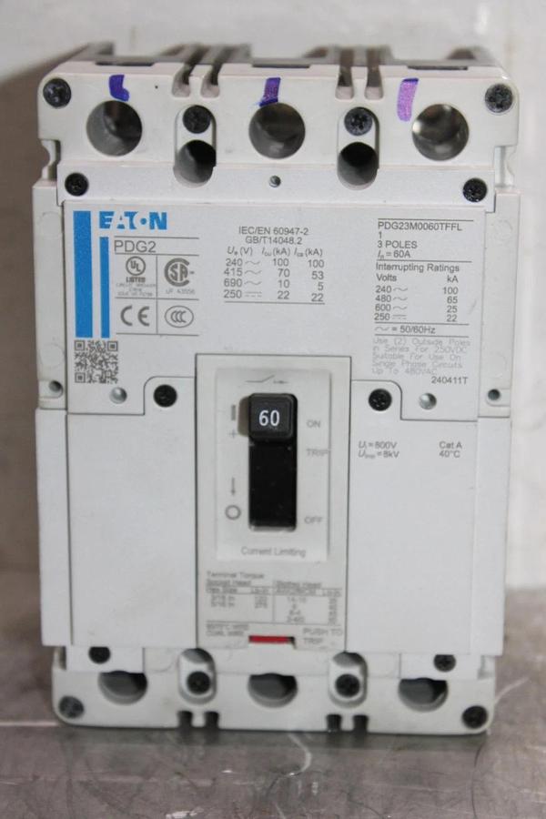 NEW EATON CIRCUIT BREAKER PDG23M0060TFFL 60 AMP 3-POLE 600 VAC *WARRANTY*