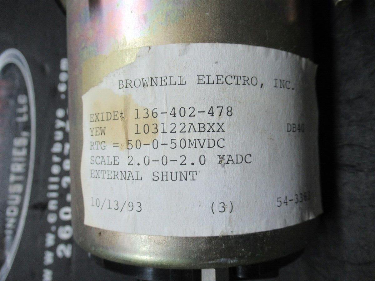 Used YOKOGAWA / BROWNELL ELECTRO DC KILOWATT METER 2 MAX 103122ABXX / 136-402-478