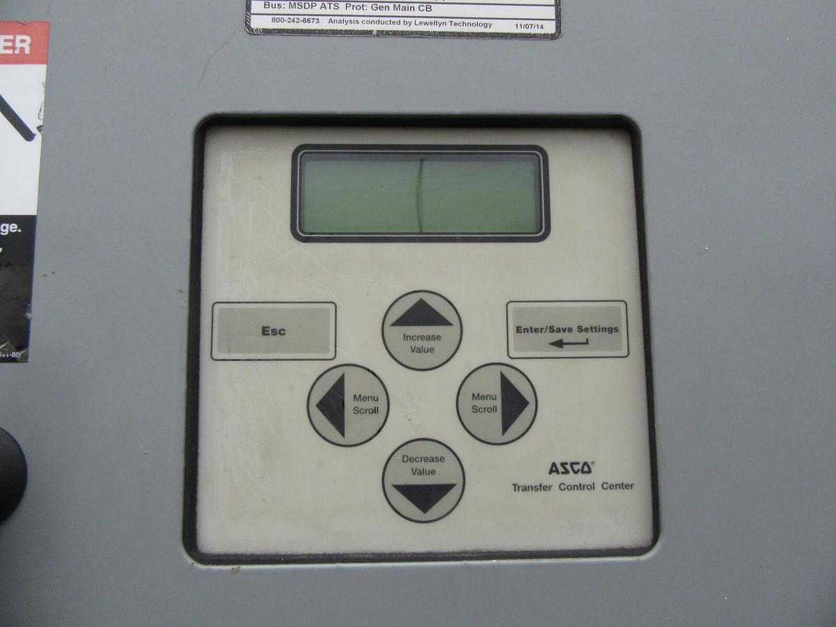 Used 1000 AMP ASCO AUTOMATIC TRANSFER SWITCH 7000 SERIES 480 V ATS BYPASS ISOLTION