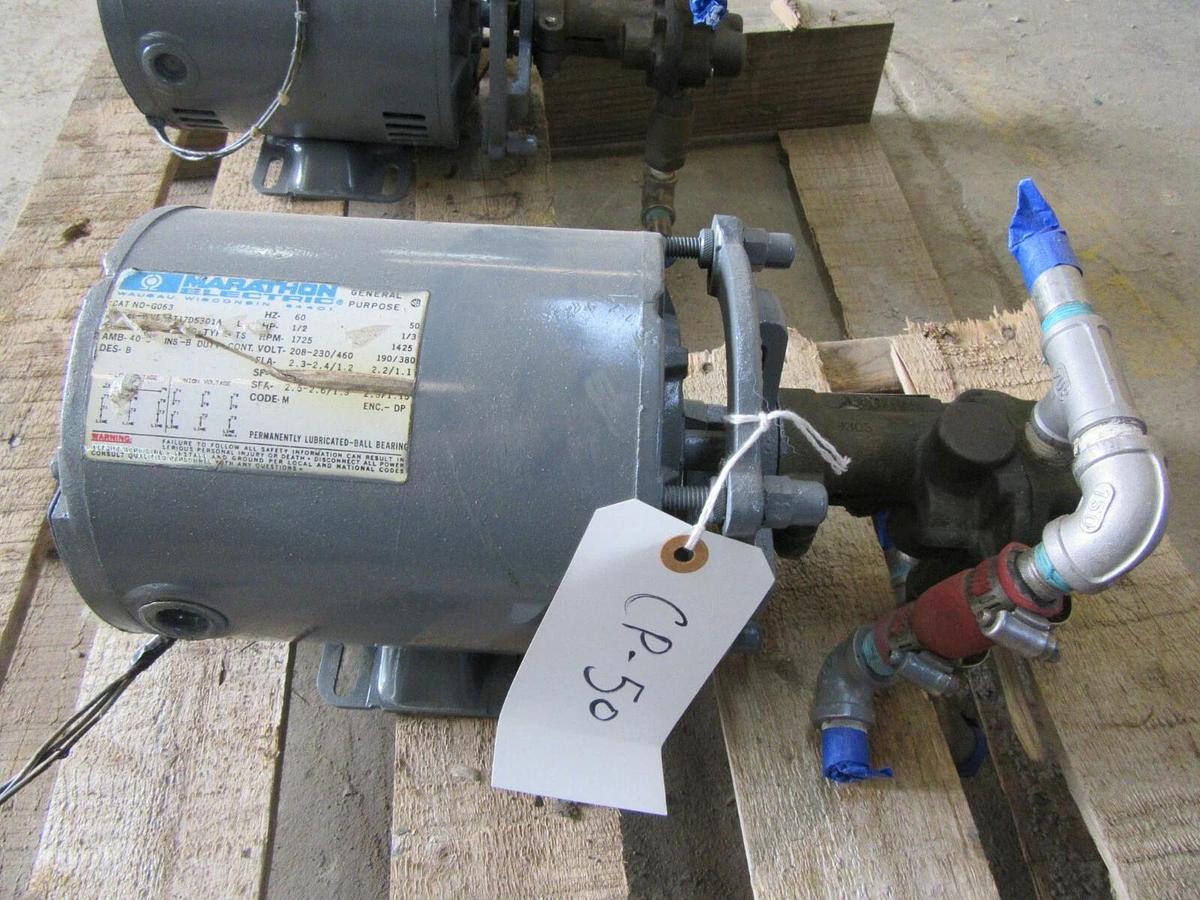 Used OBERDORFER BRONZE GEAR PUMP N991-32 W/ MARATHON NO-G063 MOTOR 0.5HP 460V 3-PHASE