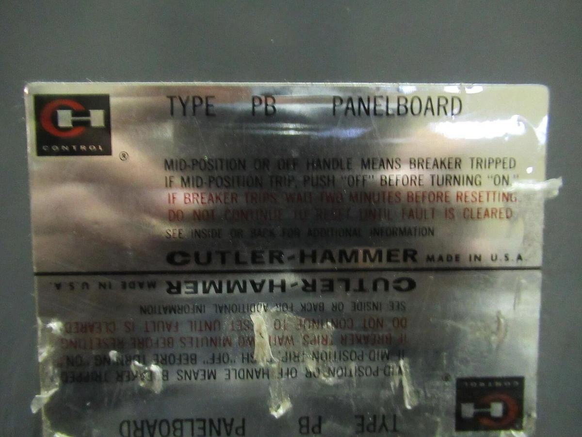 Used 225 AMP MLO CUTLER HAMMER SINGLE PHASE TYPE PB BREAKER PANELBOARD CH STYLE