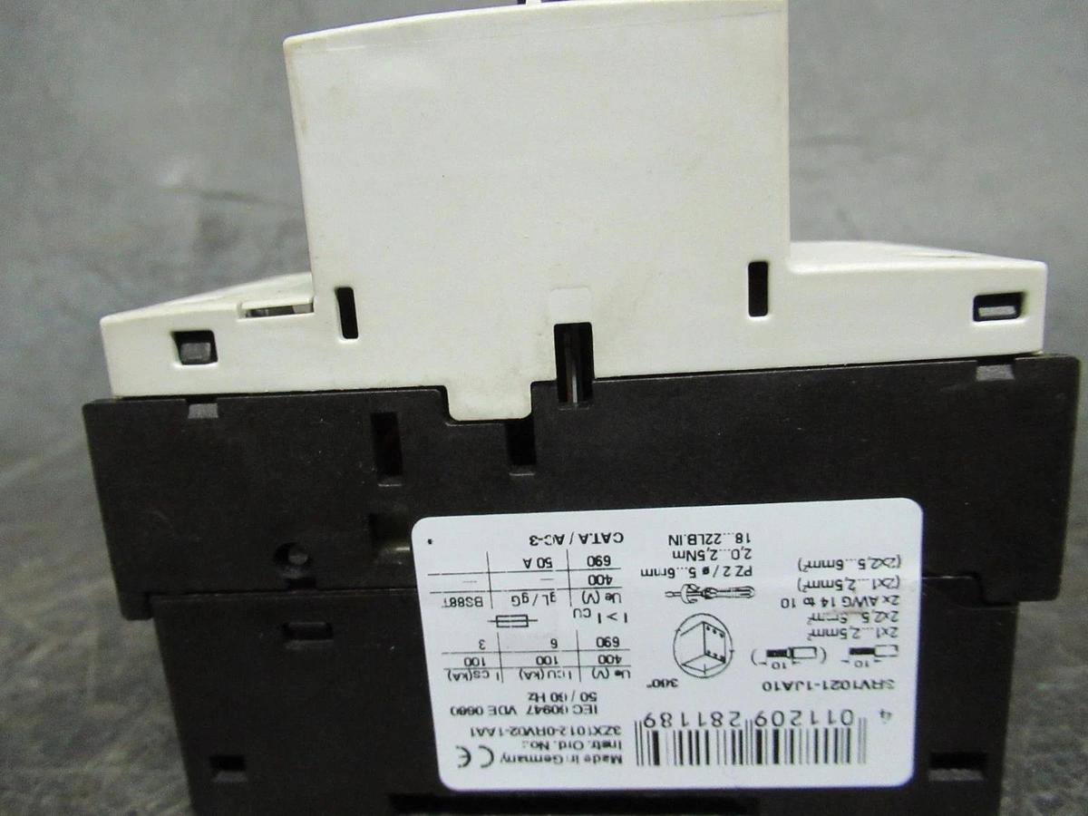 Used SIEMENS MANUAL MOTOR START 3RV1021-1JA10 600V 10A 10HP G/030311