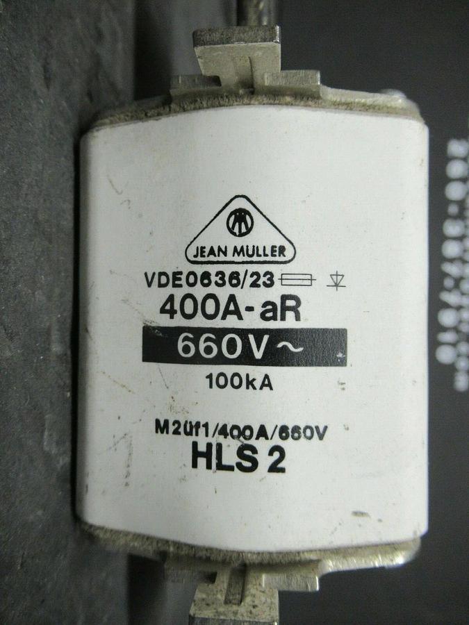 Used JEAN MULLER FUSE VDE0636/23 400A-AR HLS 2 660 VAC 100 KA **WARRANTY INCLUDED**