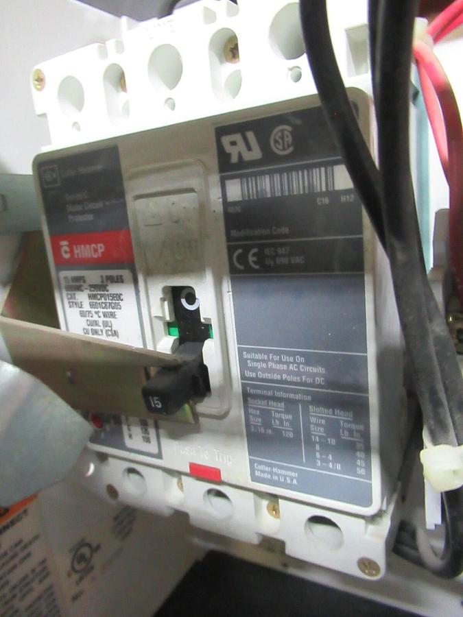 Used CUTLER HAMMER MOTOR STARTER CONTROL BUCKET MODEL: 2100 12" NEMA SIZE 1 15 AMP