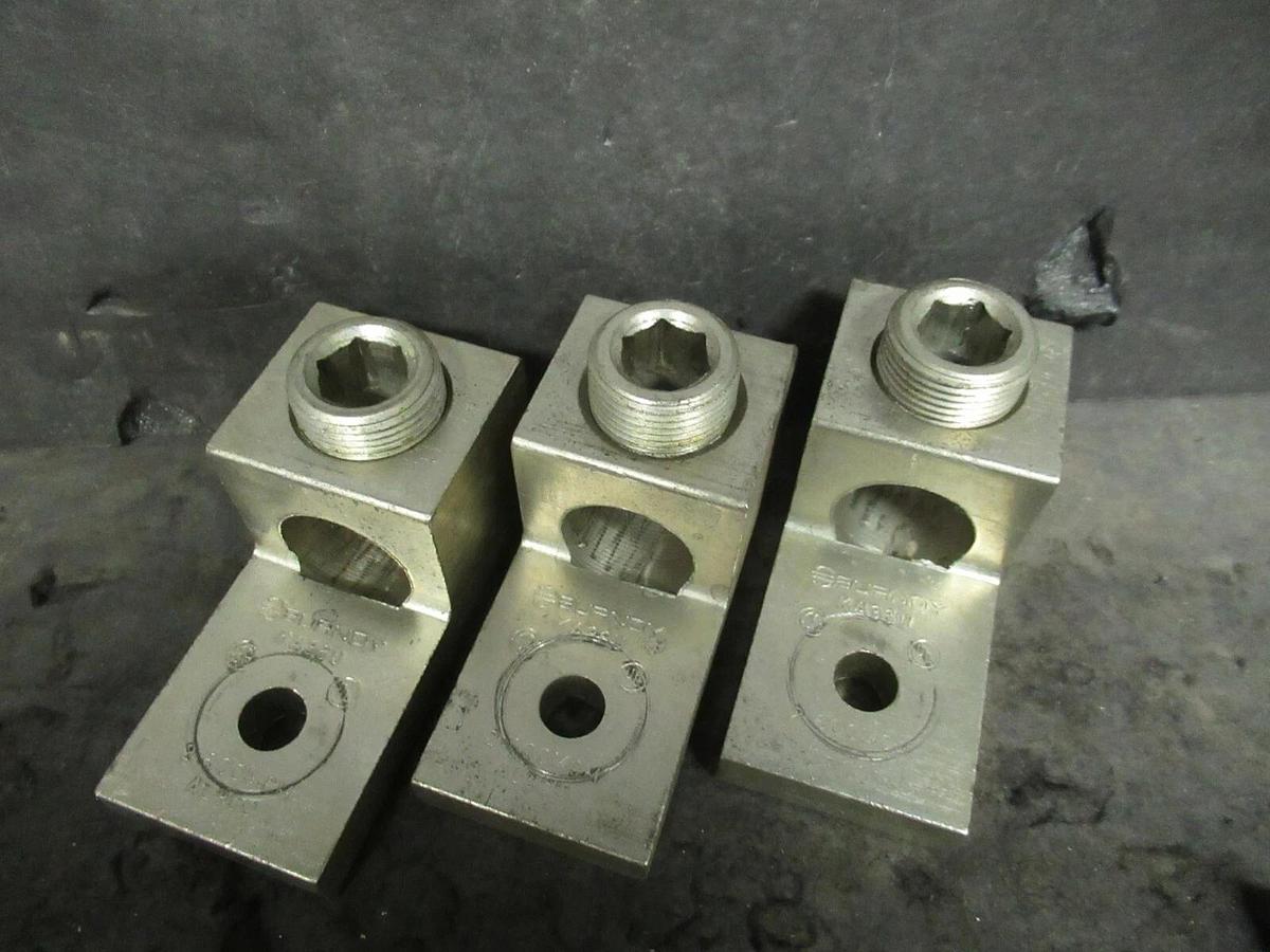 Used (3) QTY BURNDY KA36U 1 (SINGLE) BARREL MECHANICAL CONNECTOR LUG TAP 600 MCM - 2